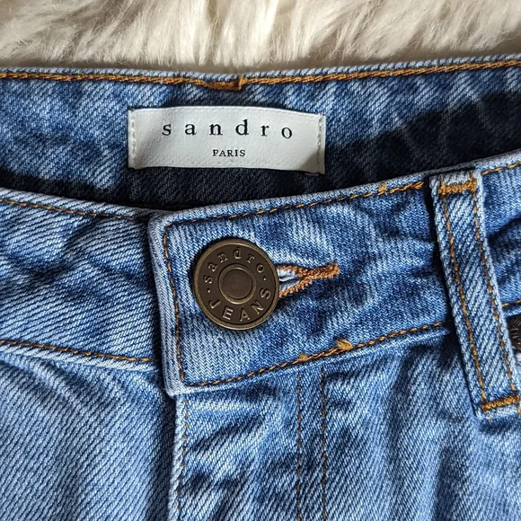 EUC Sandro Paris Diego Cropped Color Block High Rise Straight Jeans